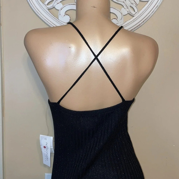 Spiegel women’s dress medium 8 10 knit black sparkle stretch midi sweater fitted - Picture 4 of 7